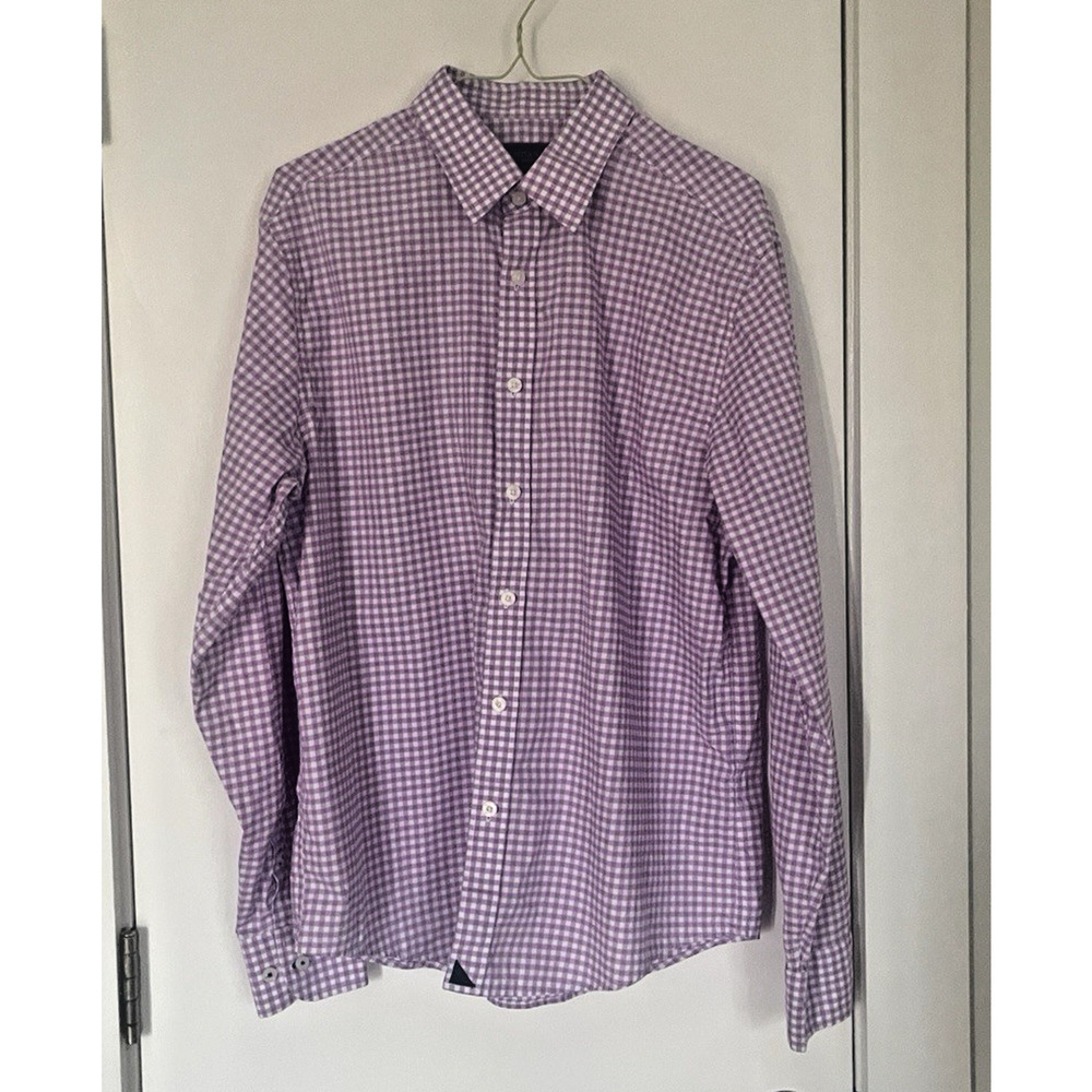UNTUCKit Men's M Pink Gingham Check 100% Cotton Long Sleeve Button Up Shirt